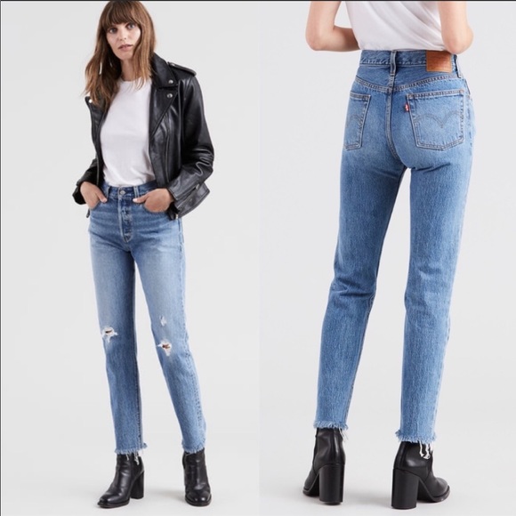 Levi’s 501’s Raw Hem Denim Jeans High Rise NWT - Picture 6 of 10